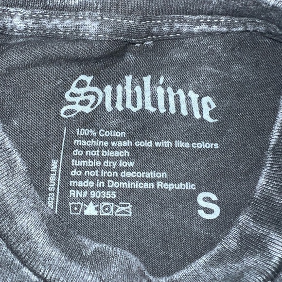 Sublime Unisex Classic Sun Graphic T-Shirt Gray Black Acid Wash - Picture 4 of 4